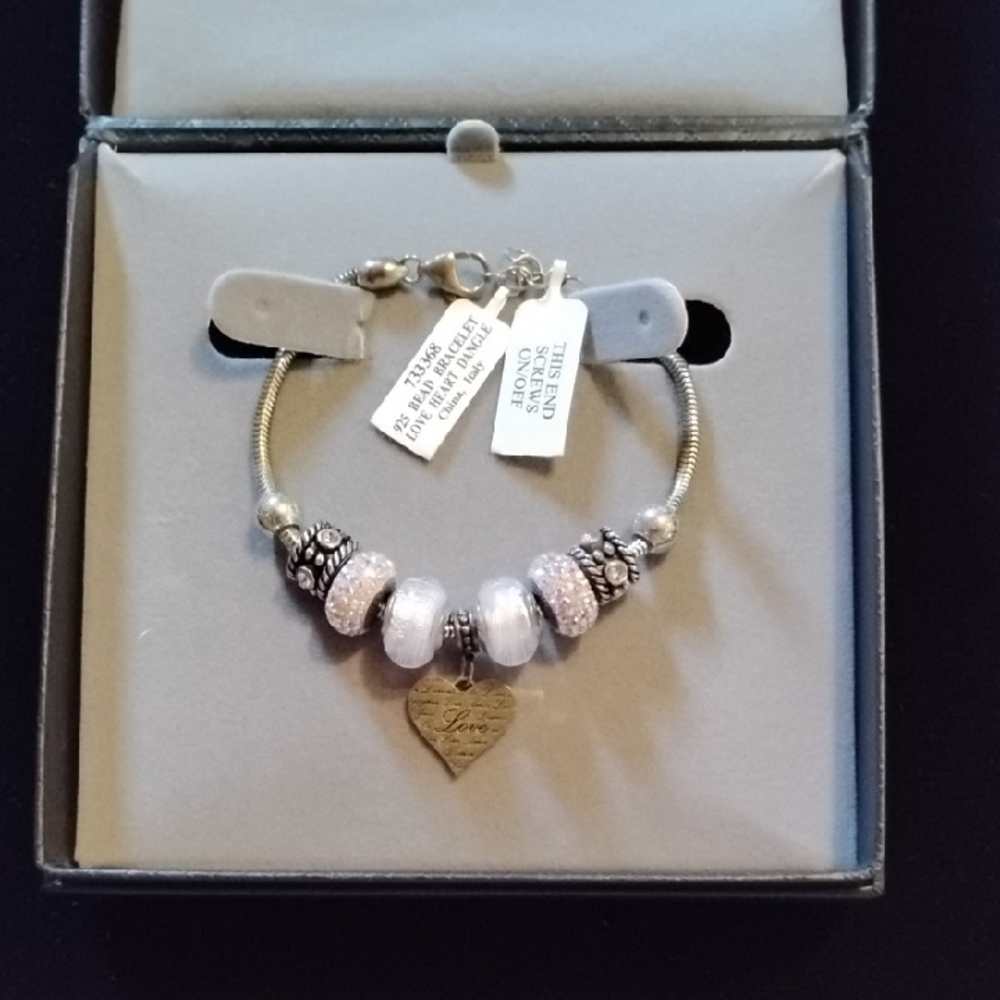 Silver and Pink Charm Bracelet